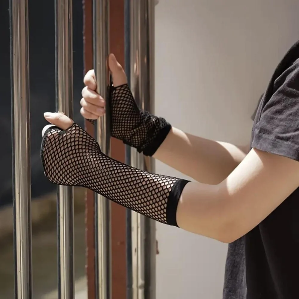 All-season‎ Trendy Fingerless Fishnet Lace Gloves One Size